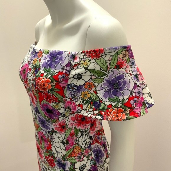 Alexia Admor Dress Women Size 4 Floral Off The Shoulder Mini - Picture 11 of 11